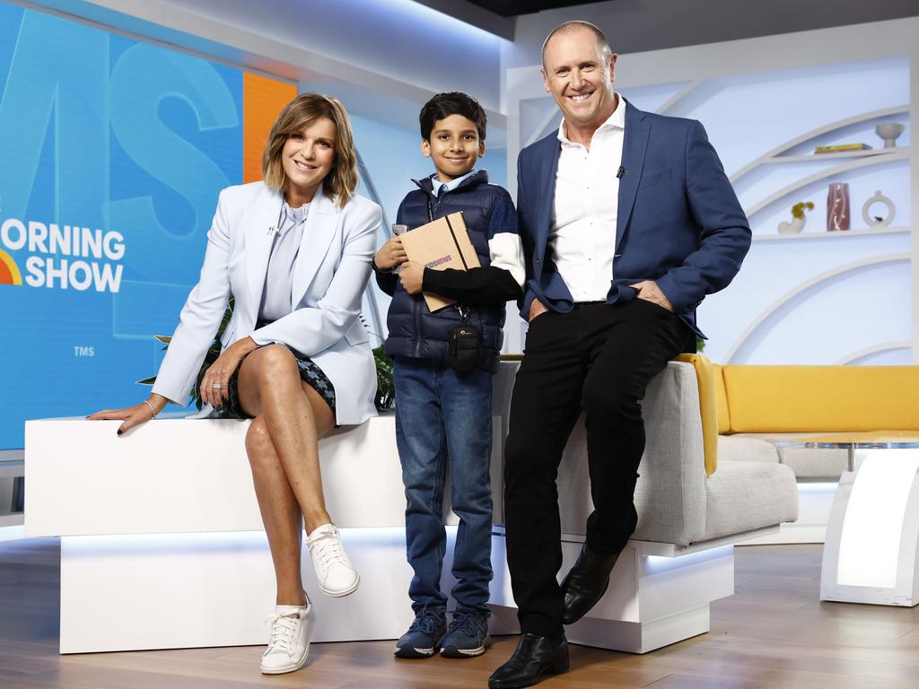 DAILY TELEGRAPH 18TH APRIL 2024
Pictured at the Channel 7 Morning Show studio at Eveleigh in Sydney is The Morning Show hosts Kylie Gillies and Larry Emdur, with Adit Garg, 10, as the announce the launch of the 2024 Junior Journo Newsroom competition. Adit won the inaugural Primary News Story (Video) category in 2023.
Picture: Richard Dobson