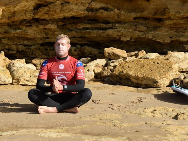 Mick Fanning preparing for his round 3 heat against Sebastian Zietz.  Pic: Jason Sammon