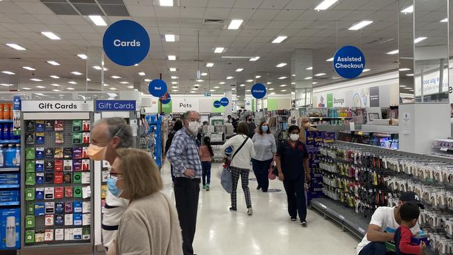 Big W at Westfield Woden was bustling when retail reopened in the ACT. Picture: Julia Kanapathippillai