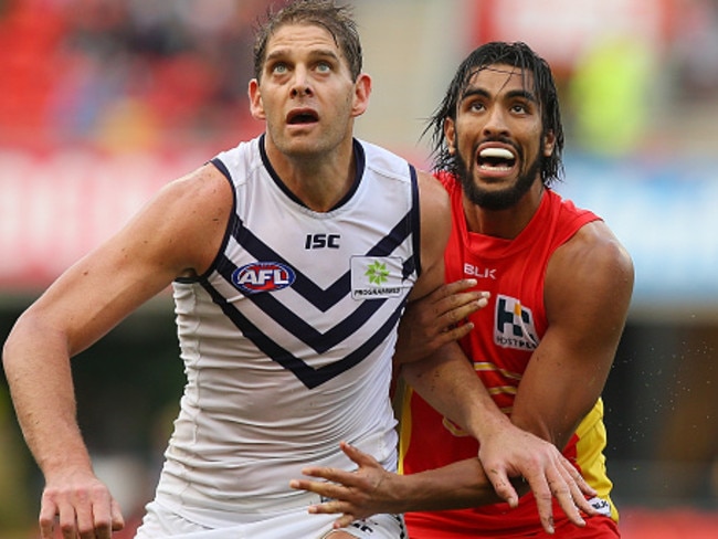 Fremantle has locked in big man Aaron Sandilands until the end of 2017. Picture: Chris Hyde/Getty Images