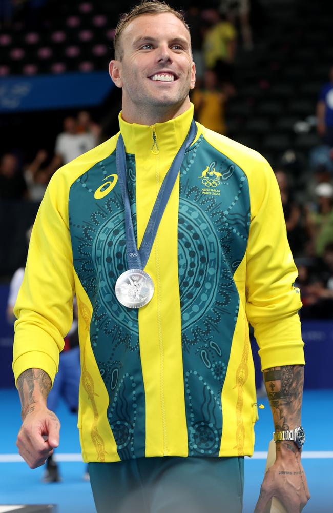 Kyle Chalmers is all smiles after winning silver in the 100m freestyle. Picture: Adam Head