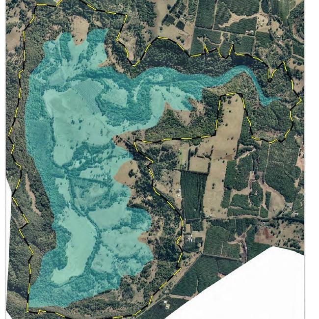 The catchment and buffer zones of a proposed Dunoon Dam.