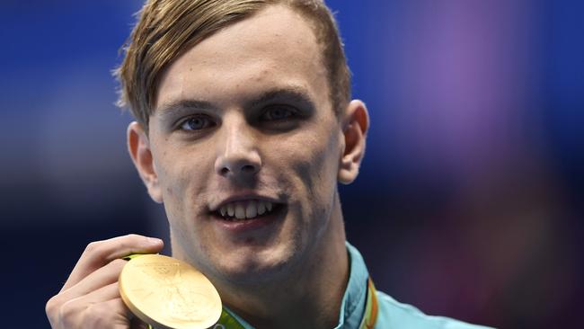 Kyle Chalmers with his gold medal in Rio.