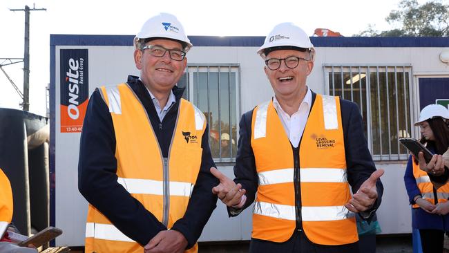 Anthony Albanese with Premier Daniel Andrews earlier this year confirming the federal government’s support for the project. Picture: Sam Ruttyn