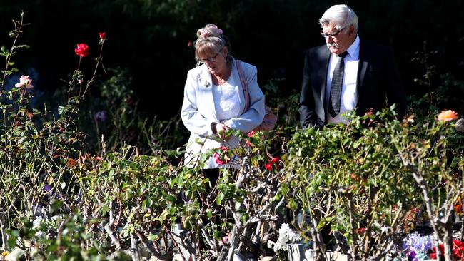 Family and friends leave Bunbury Crematorium after the funerals of Katrina Miles and her daughter Taye 13, and sons Rylan 12, Arye 10, and Kayden 8, in Bunbury, south west of Perth, WA. Picture: AAP /Richard Wainwright.