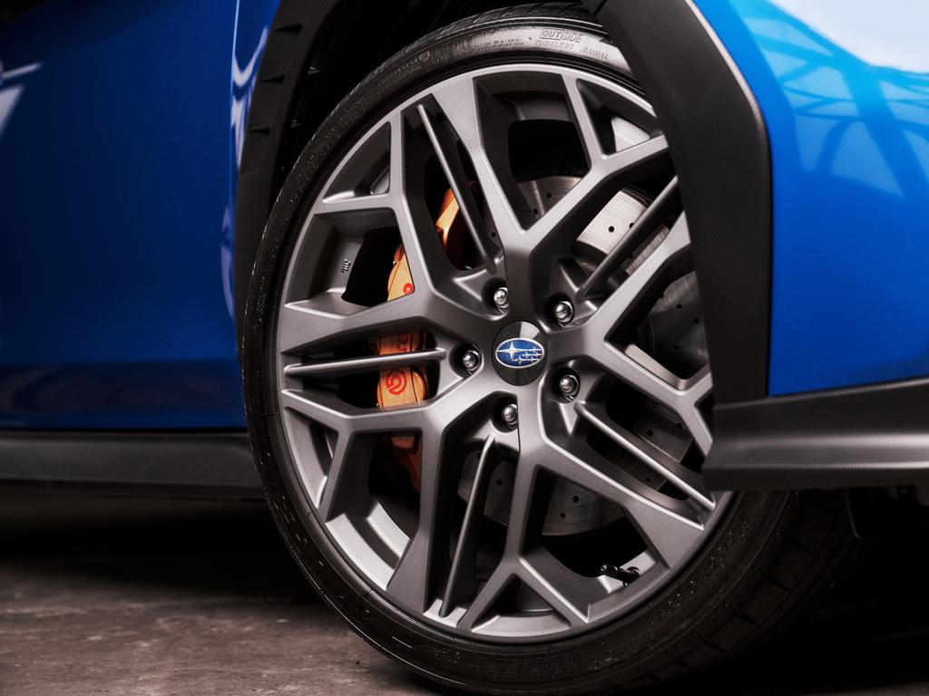 Better brakes are part of the combo here too, with Brembo six-piston front and two-piston rear calipers, as well as vented and drilled discs that look good and stop hard. Picture: Supplied