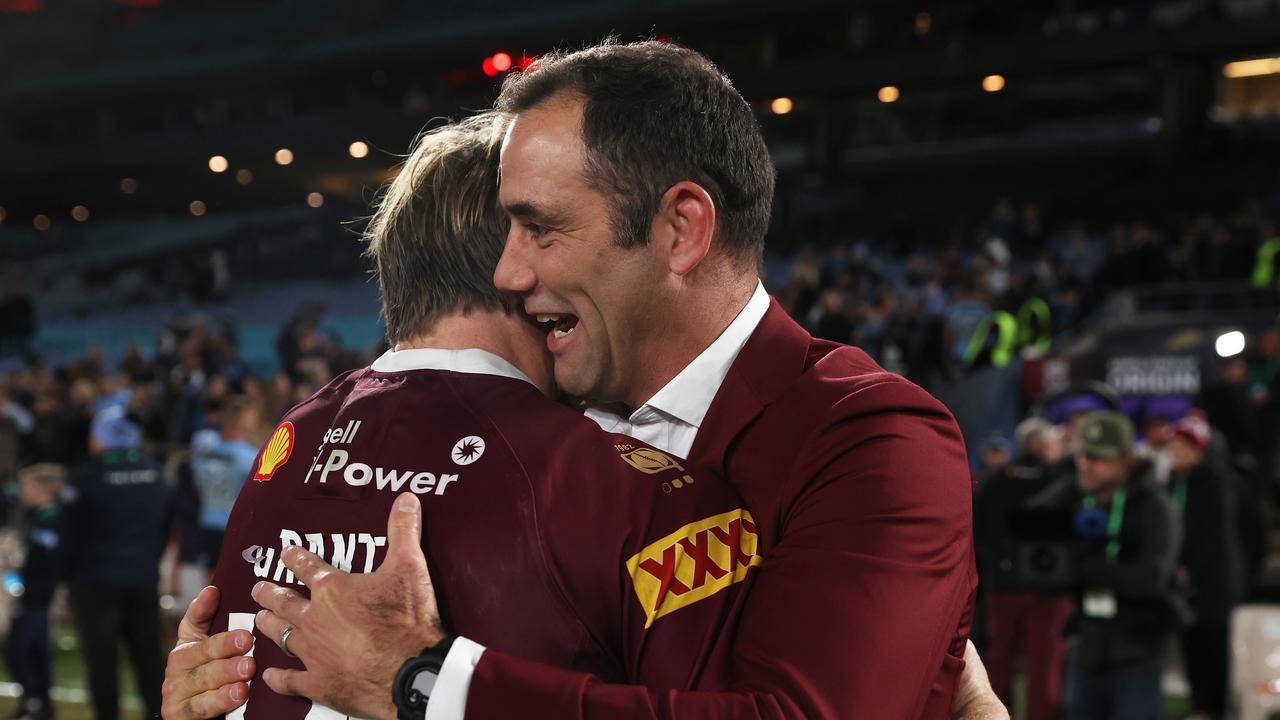 Maroons assistant coach Cameron Smith is still tormenting NSW – through hookers Harry Grant and Ben Hunt. Picture: Getty Images.
