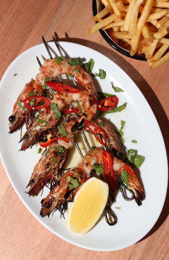 Harry's Steak Bistro &amp; Bar in Burleigh is a steak specialist. Pictured: chargrilled king prawns.