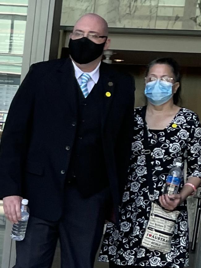 Christopher Barnes leaves Parramatta District Court with his mother.