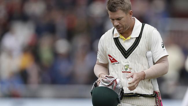 David Warner’s Ashes horror show continued with a poor shot to get out for a duck at Old Trafford.