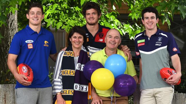 Debra and Mark Brayshaw with their three sons, Hamish, Angus and Andrew Brayshaw. Picture: David Smith