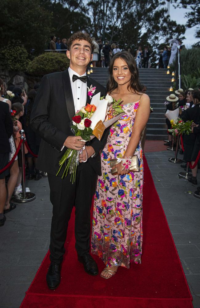 Matilda Burton and partner James Elms arrive at The Glennie School formal at Picnic Point, Thursday, September 12, 2024. Picture: Kevin Farmer