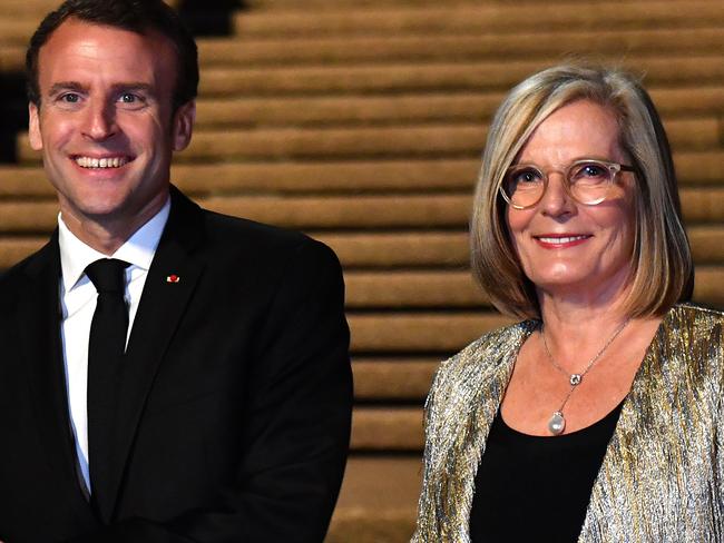 SYDNEY, AUSTRALIA - MAY 1:  French President Emmanuel Macron (centre) meets with Australian Prime Minister Malcolm Turnbull and his wife Lucy Turnbull at the Sydney Opera House on May 1, 2018 in Sydney, Australia. President Macron is on a three-day visit to Australia to discuss Australia and France's enhanced strategic partnership along with the Future Submarine Program - a partnership between France and Australia to build in Australia the world's most advanced submarines for the Australian Navy. (Photo by Mick Tsikas-Pool/Getty Images)