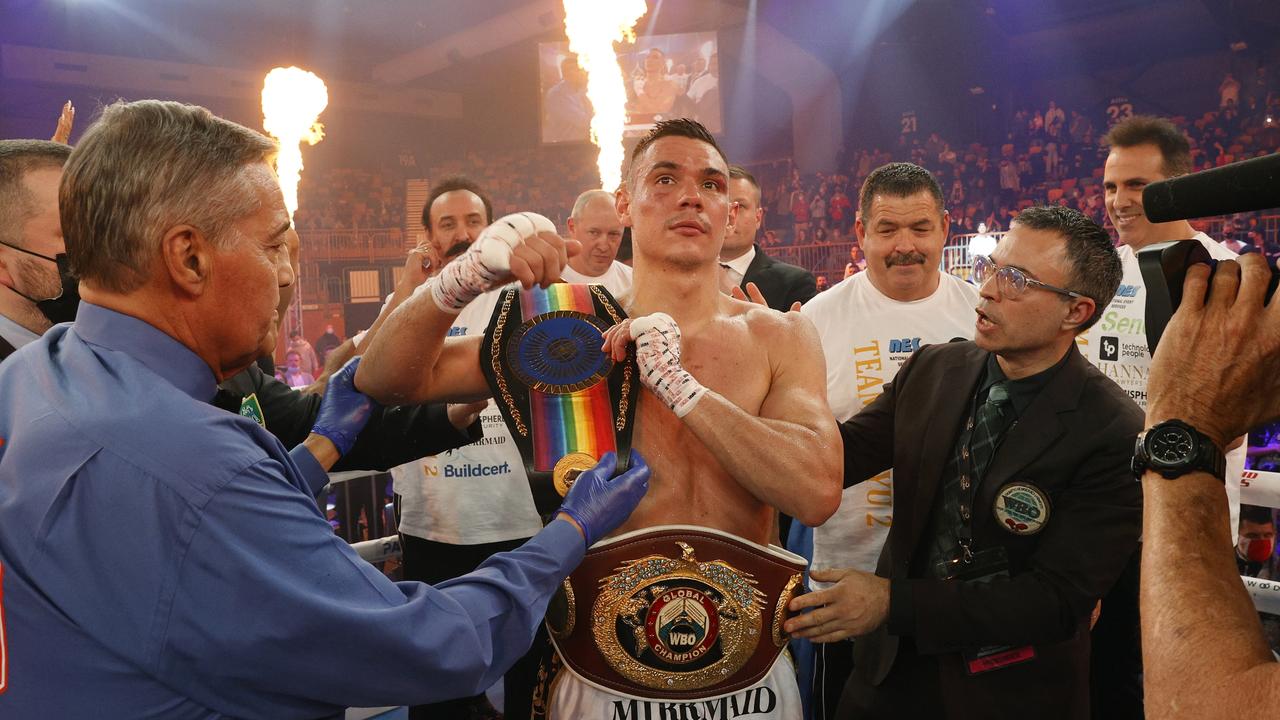 Tim Tszyu will fight for a world boxing title. (Photo by Mark Evans/Getty Images)