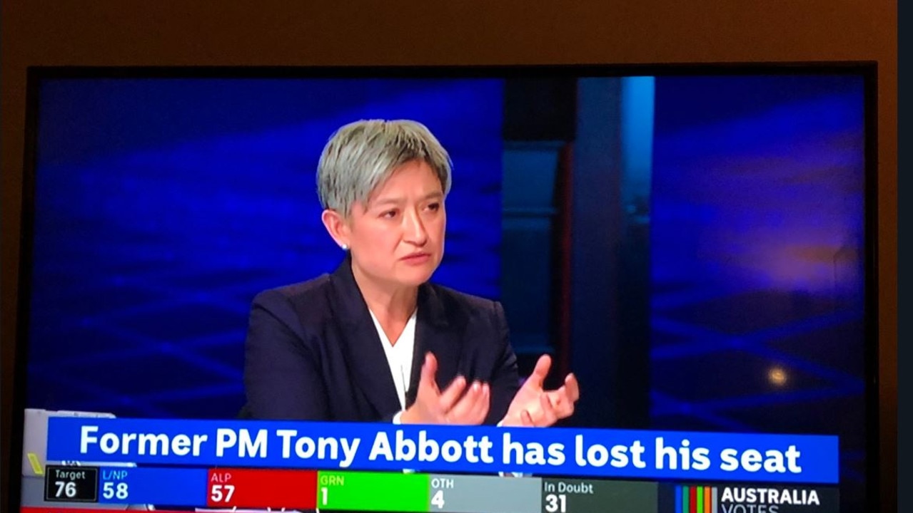 Penny Wong during live election coverage