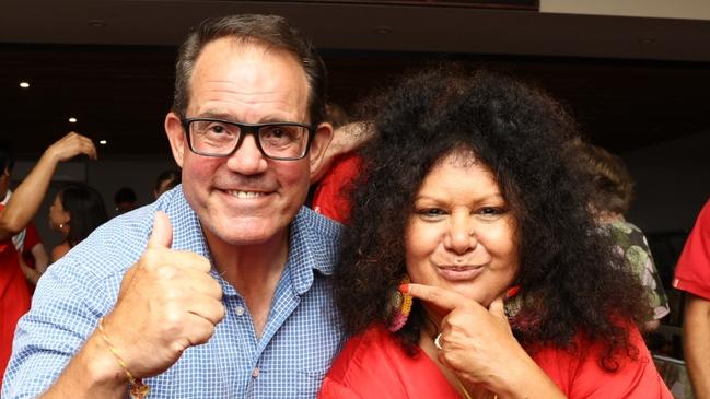 Luke Gosling and Malarndirri McCarthy at Darwin's Labor HQ on election night on May 3, 2025. Picture: Pema Tamang Pakhrin