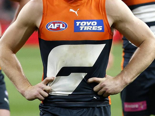 Dejected Toby Greene during the AFL Semi Final match between the GWS Giants and Brisbane Lions at Engie Stadium on September 14, 2024. Photo by Phil Hillyard(Image Supplied for Editorial Use only - **NO ON SALES** - Â©Phil Hillyard )