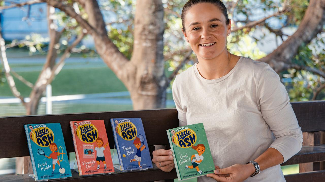 Ash Barty with the four books she’s written for the Little Ash series, which hits the bookshop shelves on July 6. Picture: Nic Morley