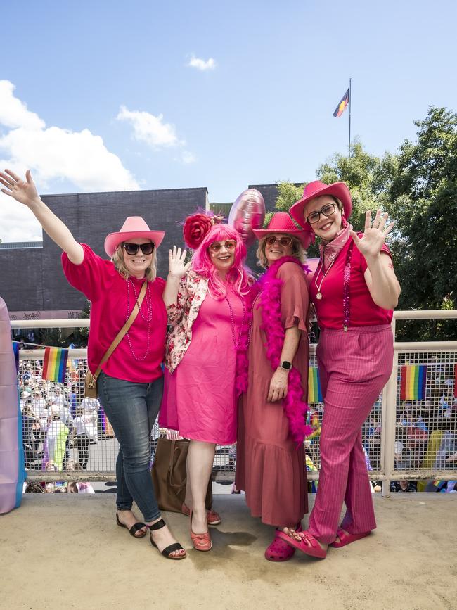 Anita Spinks, Belle Clark, Tracey Taylor and Anne Every at TAS Pride Parade. Picture: Caroline Tan