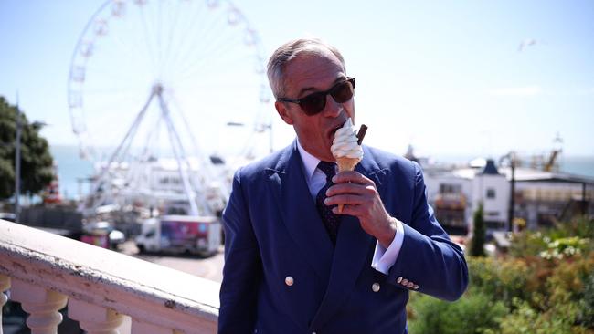 Brexit champion Nigel Farage won the seaside seat of Clacton with a majority of nearly 8000 votes. Picture: Henry Nicholls/AFP