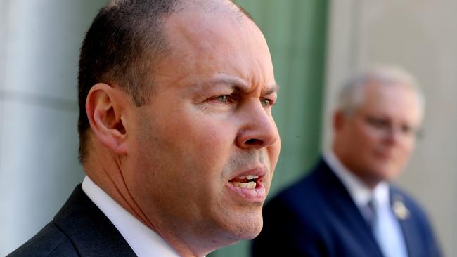 Prime Minister Scott Morrison and Treasurer Josh Frydenberg. Picture: Adam Taylor