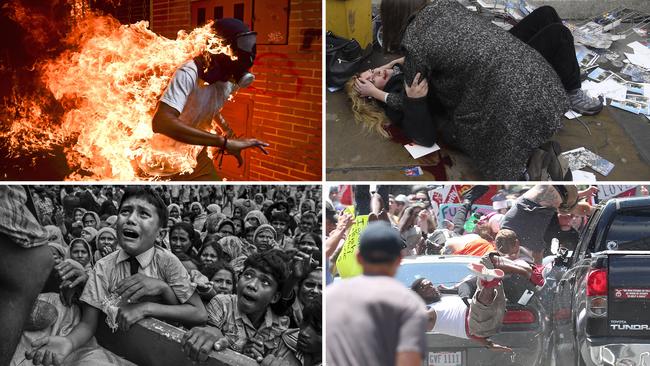 **MUST RUN WITH CREDITS** ONE TIME WEB AND PRINT USE ONLY FOR STORY ABOUT WORLD PRESS PHOTO ONLY - NO REUSE, PLEASE CONTACT AGENCY/PHOTOGRAPHER - 3 May 2017 José Víctor Salazar Balza (28) catches fire amid violent clashes with riot police during a protest against President Nicolas Maduro, in Caracas, Venezuela. Picture: Ronaldo Schemidt/AFP/World Press Photo