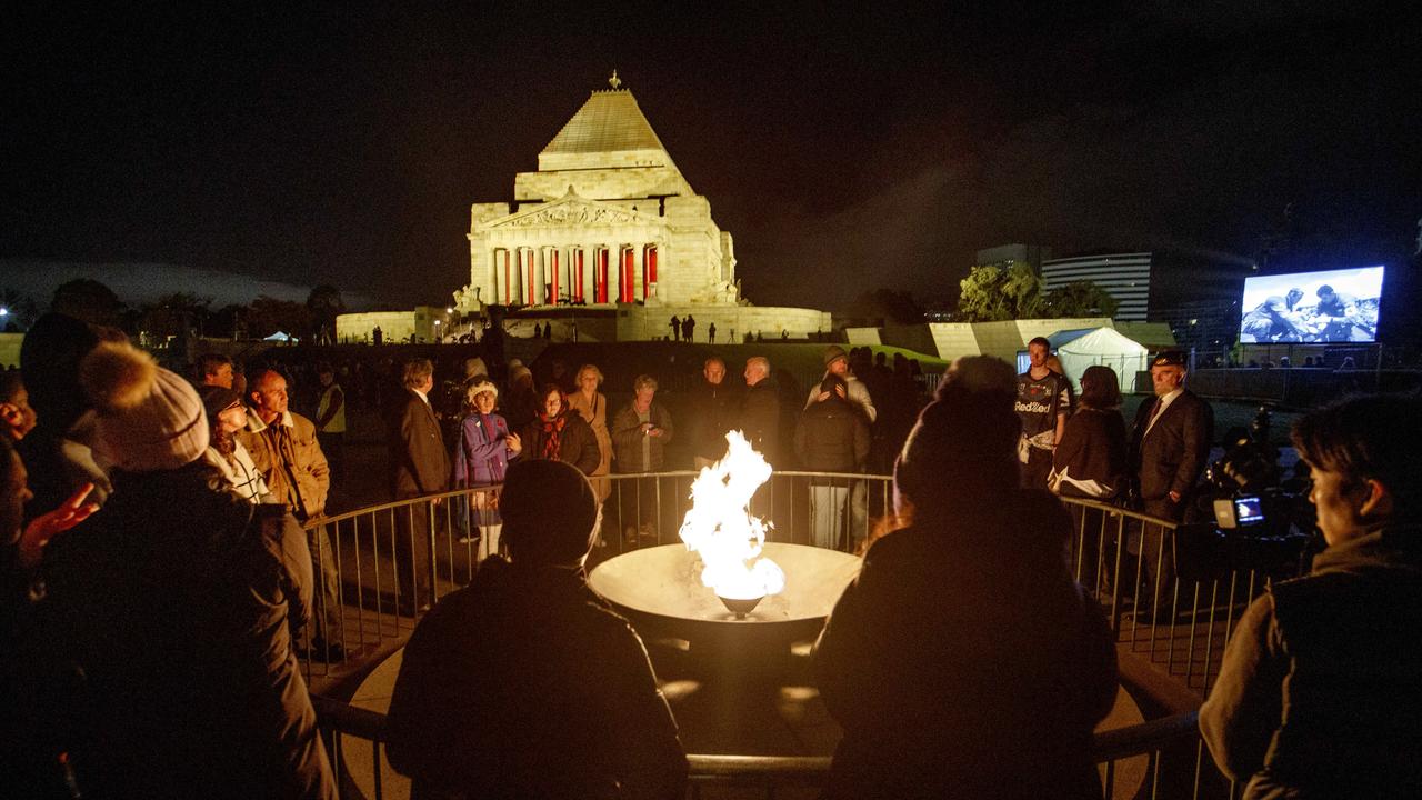 Crowds gather for the Anzac Day Dawn Service at The Shrine of Remembrance in Melbourne. Picture: NCA NewsWire / David Geraghty