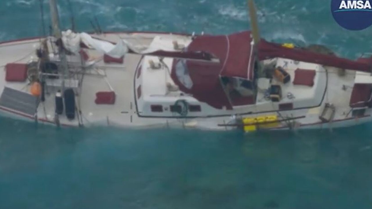 Mr Cornell and his crew member fled the vessel just before it went over. Picture: Australian Maritime Safety Authority