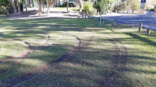 Damage caused by hoons at Pizzey Park. Photo: Supplied