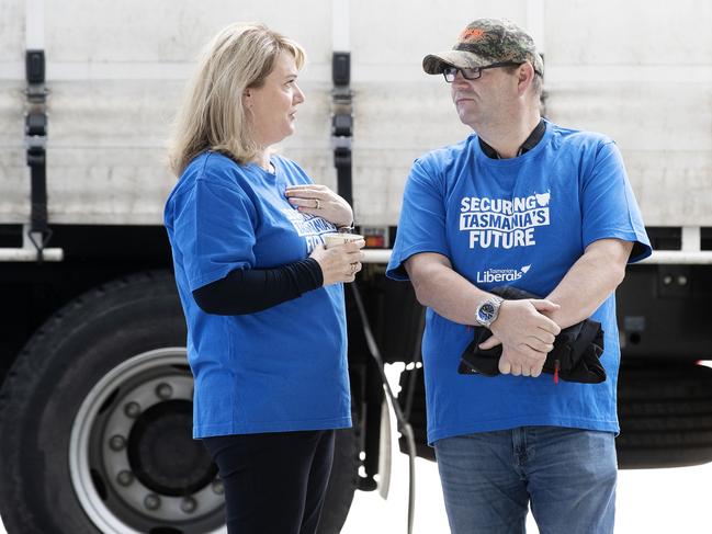 Madeleine Ogilvie and Adam Brooks at the Liberals’ campaign launch. Picture: Chris Kidd