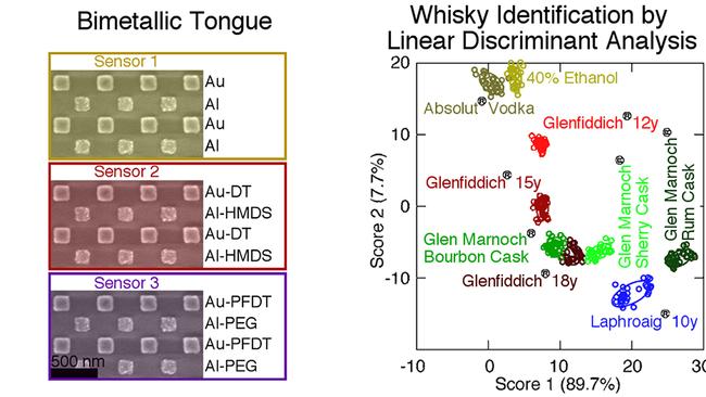 Whiskies identified by the artificial tongue