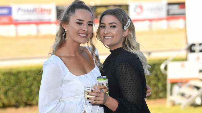 Gympie Times Ladies Day race day -Taylor Jardine and Rosie Astley. Picture: Troy Jegers