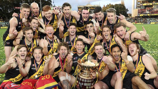 The 2019 SANFL premiers – Glenelg. Picture: Sarah Reed.