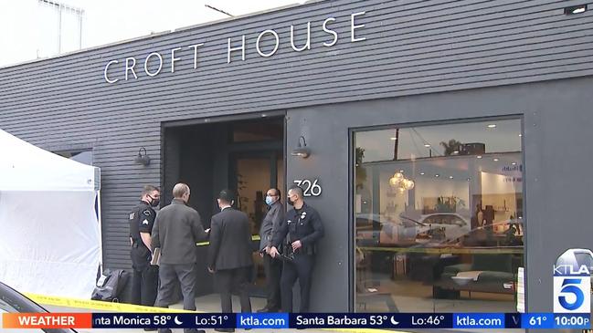 Police outside the Los Angeles Croft House where Brianna Kupfer was killed.