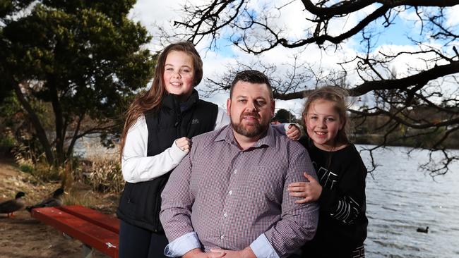 New Derwent Valley mayor Ben Shaw with daughters L-R Caitlin and Emily at New Norfollk in September. Picture: NIKKI DAVIS-JONES