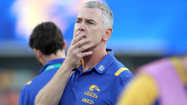 West Coast coach Adam Simpson believes the next fortnight will provide a gauge for his team. Picture: Getty Images