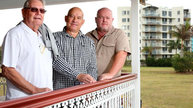 Redcliffe residents Allan Shoemark, Dennis Day and Nat Vidulich are concerned over development at 59-67 Marine Parade — Picture: Richard Walker