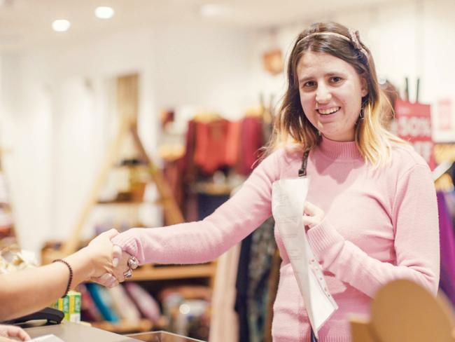 Krystyna meets the manager of a store where she hopes to gain work experience. Picture: ABC