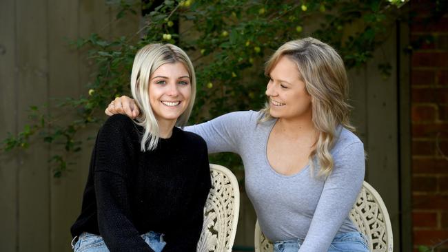 Holly Scott and best friend Taylor Lynn celebrating their friendship. Picture: Tricia Watkinson