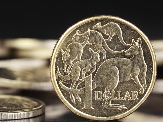 Australian dollar coins on a dark reflective background. Picture: iStock