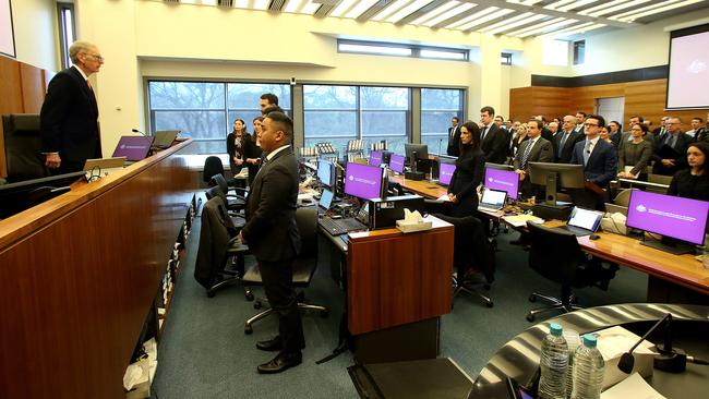 Kenneth Hayne makes his opening comments at the royal commission. Picture: David Geraghty