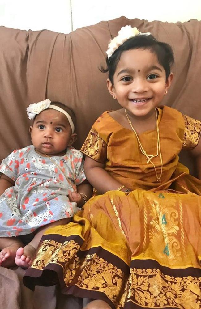 Biloela girls Kopika, who is now nearly 4, and Tharunicaa, who is now 21 months old, have been in a Melbourne detention centre since March last year with their parents Priya and Nades.