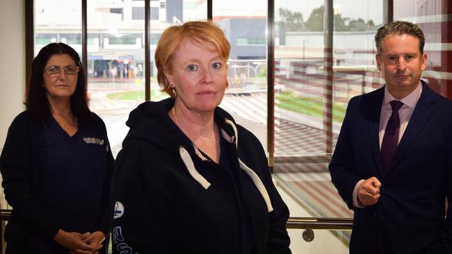 Debora, Sue and Greg at the Macarthur Clinical School adjacent to Campbelltown Hospital. Picture: Supplied.