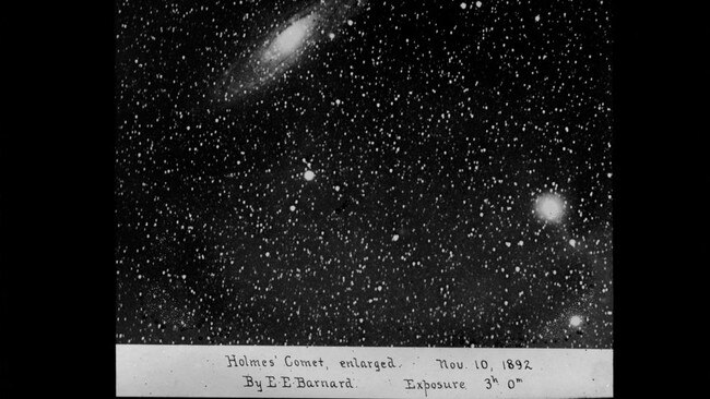 Holmes Comet and Andromeda Nebula. Picture: Image courtesy of Special Collections, University Library, University of California Santa Cruz, Lick Observatory photographs.