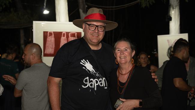 Sally Mooney and Chris Van Aanholt at the Gapan Gallery of Garma Festival on Friday August 2023. Picture: Pema Tamang Pakhrin