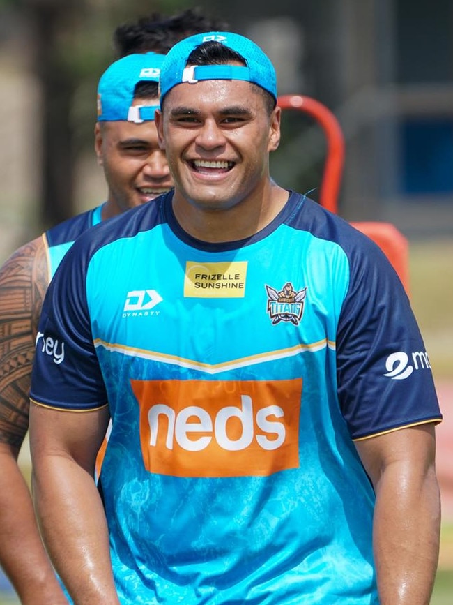 Titans recruit Herman Ese'ese at training.