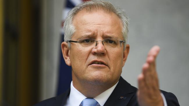 Scott Morrison talks to the media in Canberra. Picture: AAP