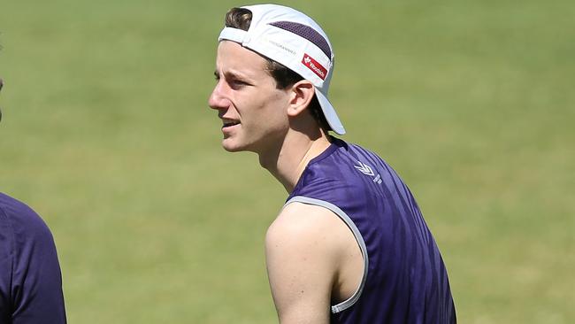 Three goals on debut added up to an even ton for Dockers rookie Sam Sturt. Picture: Getty Images