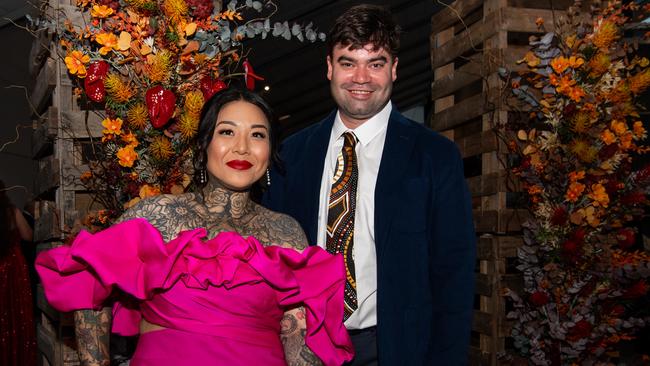 Jessica Maxwell and Brandon Evans at the 2024 NAIDOC Ball at the Darwin Convention Centre. Picture: Pema Tamang Pakhrin