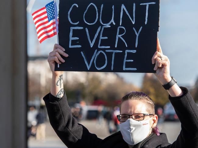 The US election was plunged into chaos as Donald Trump prematurely declared victory and sought Supreme Court intervention to stop vote-counting, as Joe Biden gained ground in key states. Picture: AFP